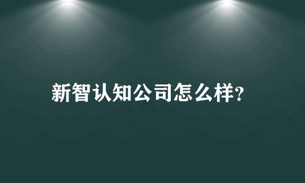 新智认知公司怎么样？