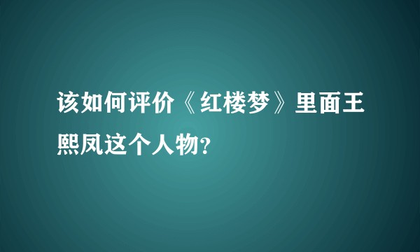 该如何评价《红楼梦》里面王熙凤这个人物?