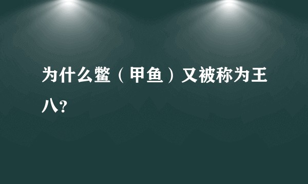 为什么鳖(甲鱼)又被称为王八?