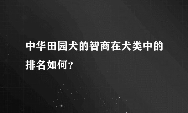 中华田园犬的智商在犬类中的排名如何？