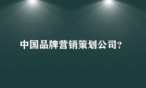 中国品牌营销策划公司？