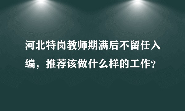 河北特岗教师期满后不留任入编，推荐该做什么样的工作？