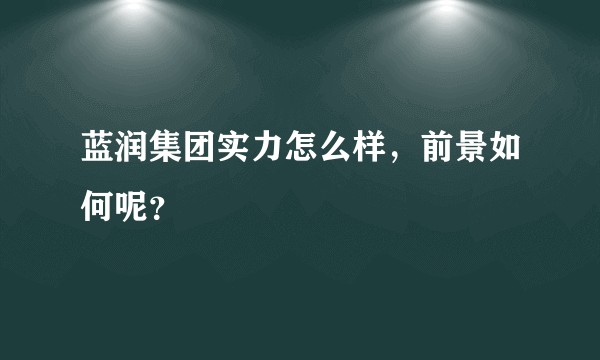 蓝润集团实力怎么样，前景如何呢？