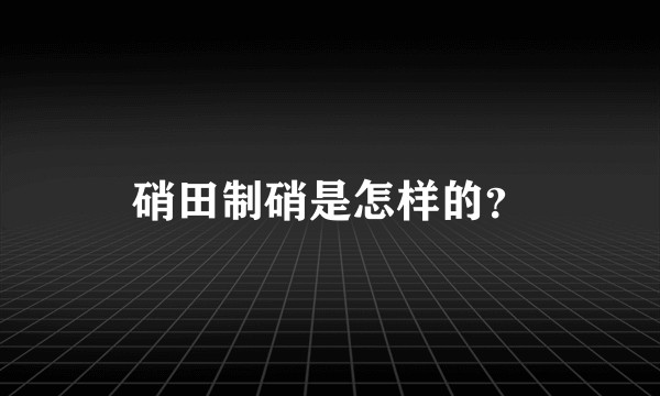 硝田制硝是怎样的？