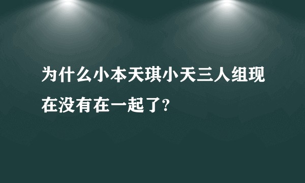 为什么小本天琪小天三人组现在没有在一起了?
