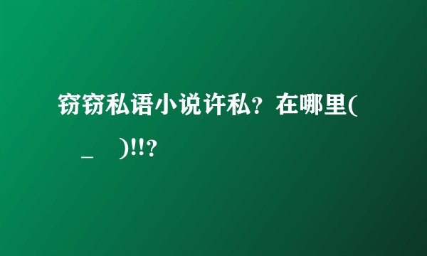 窃窃私语小说许私？在哪里(ー_ー)!!？