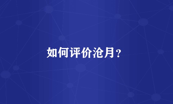如何评价沧月？