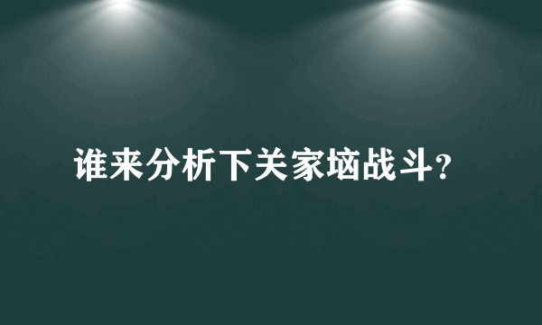 谁来分析下关家垴战斗？