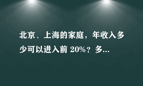 北京、上海的家庭，年收入多少可以进入前 20%？多少可以进入前 50%？