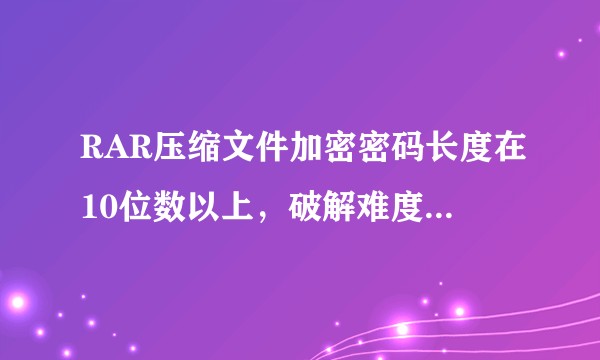 RAR压缩文件加密密码长度在10位数以上，破解难度大么？暴力破解预估要多久？