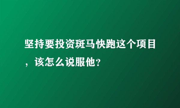坚持要投资斑马快跑这个项目,该怎么说服他?