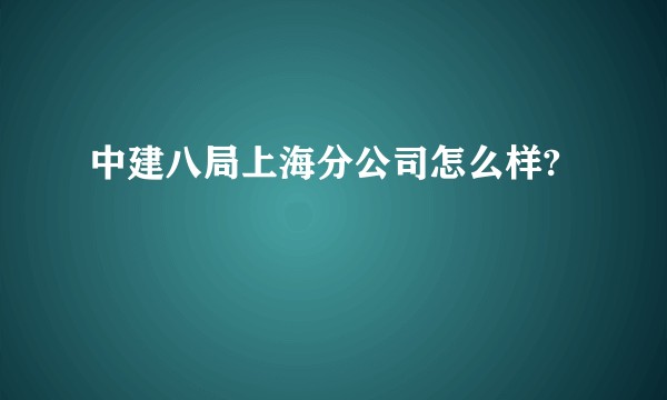 中建八局上海分公司怎么样?