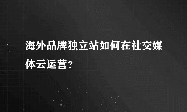 海外品牌独立站如何在社交媒体云运营？