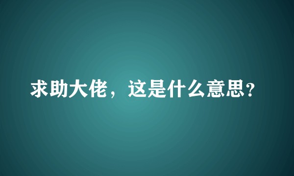 求助大佬，这是什么意思？