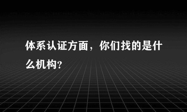 体系认证方面，你们找的是什么机构？