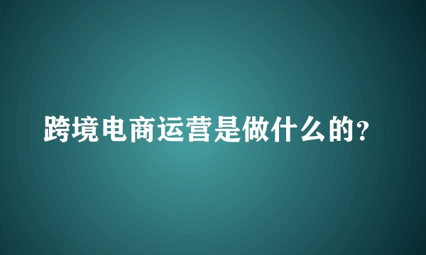 跨境电商运营是做什么的？