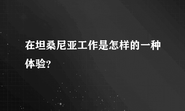 在坦桑尼亚工作是怎样的一种体验？