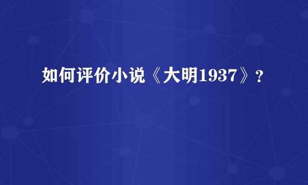 如何评价小说《大明1937》？