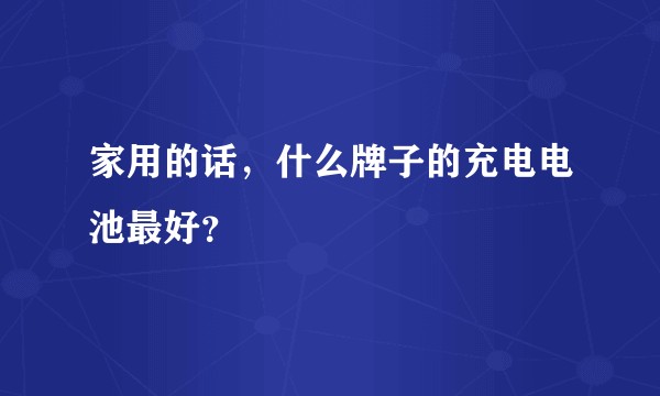 家用的话,什么牌子的充电电池最好?