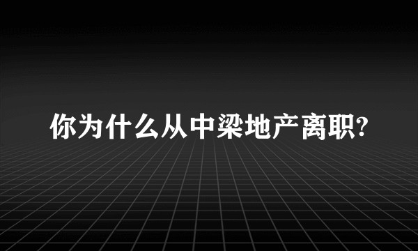 你为什么从中梁地产离职?