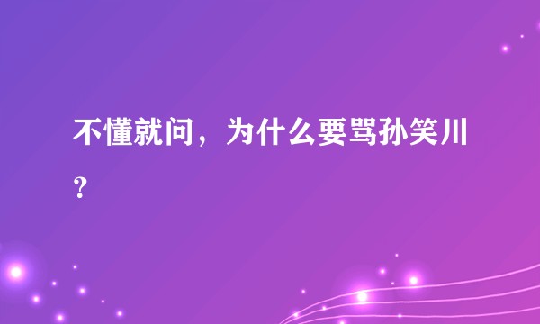 不懂就问，为什么要骂孙笑川？