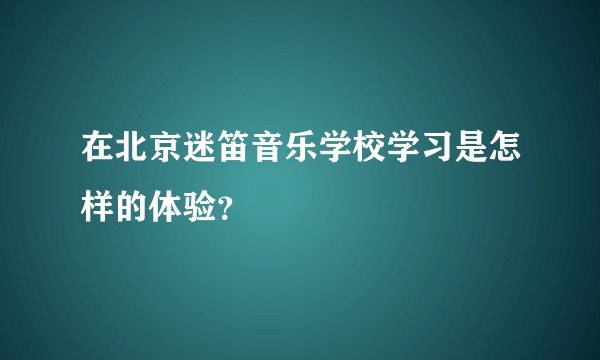 在北京迷笛音乐学校学习是怎样的体验？