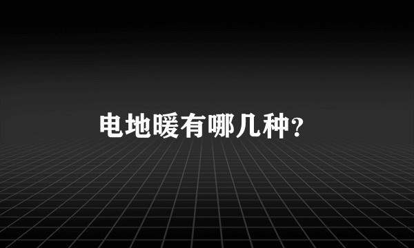 电地暖有哪几种？