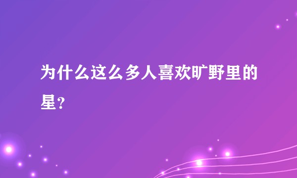 为什么这么多人喜欢旷野里的星？