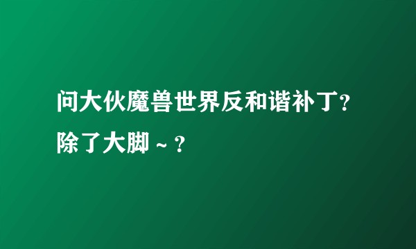 问大伙魔兽世界反和谐补丁？除了大脚～？
