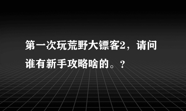 第一次玩荒野大镖客2，请问谁有新手攻略啥的。？