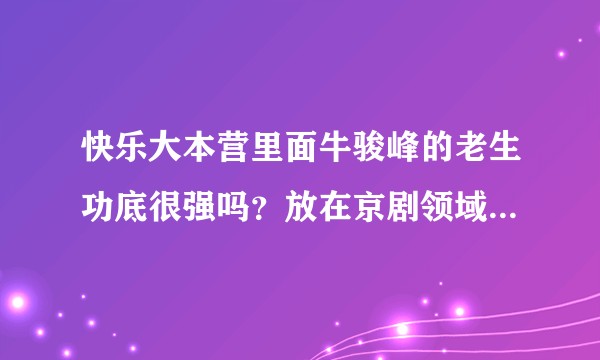 快乐大本营里面牛骏峰的老生功底很强吗？放在京剧领域是什么水平？
