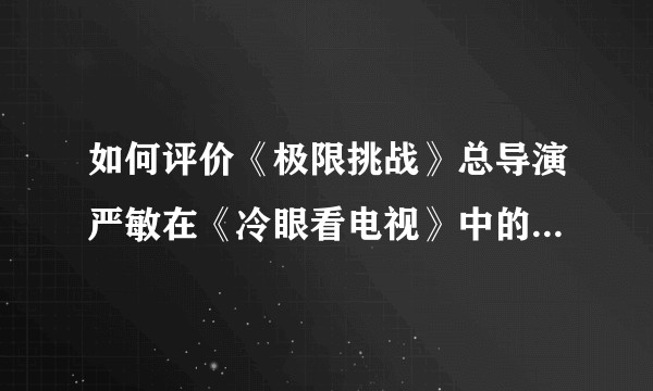 如何评价《极限挑战》总导演严敏在《冷眼看电视》中的对话与回答？