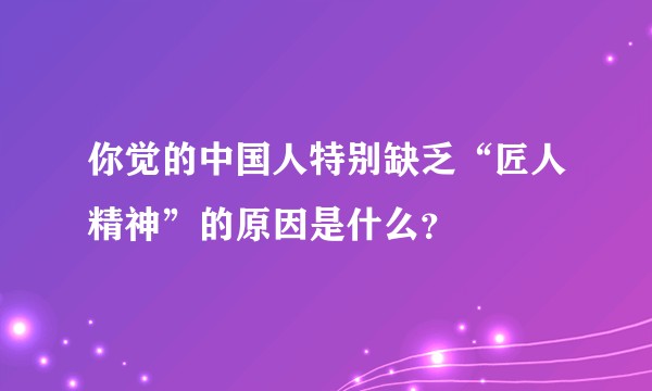 你觉的中国人特别缺乏“匠人精神”的原因是什么？