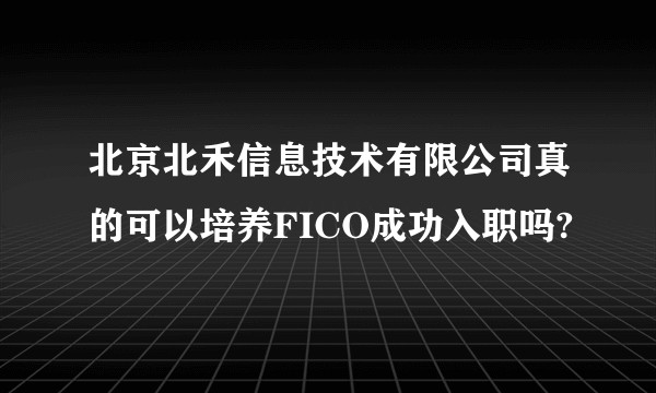北京北禾信息技术有限公司真的可以培养FICO成功入职吗?