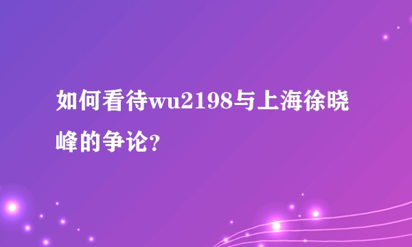 如何看待wu2198与上海徐晓峰的争论？