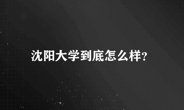 沈阳大学到底怎么样？