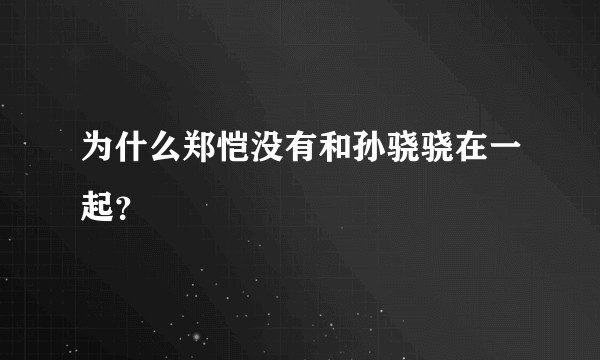 为什么郑恺没有和孙骁骁在一起？