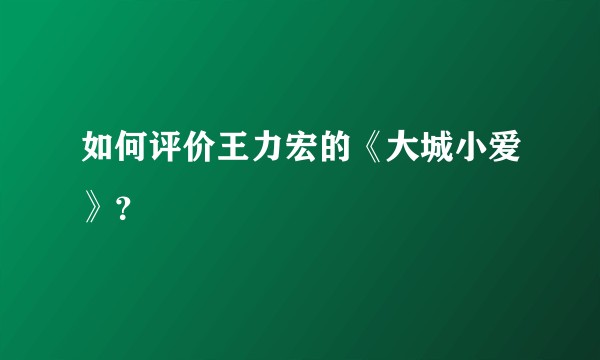 如何评价王力宏的《大城小爱》?