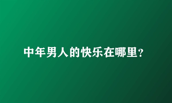 中年男人的快乐在哪里?