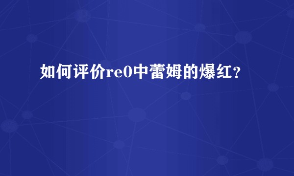 如何评价re0中蕾姆的爆红？