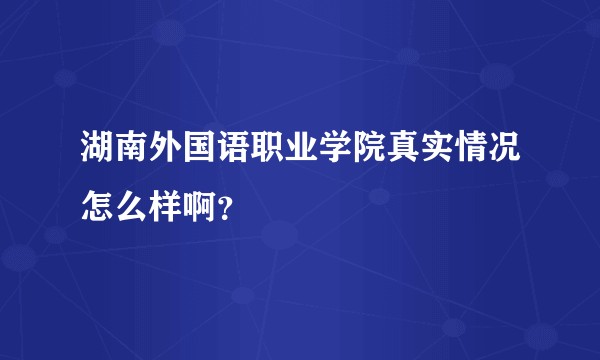 湖南外国语职业学院真实情况怎么样啊？