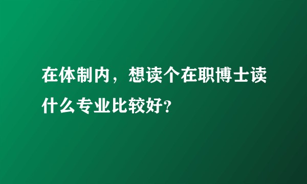 在体制内，想读个在职博士读什么专业比较好？
