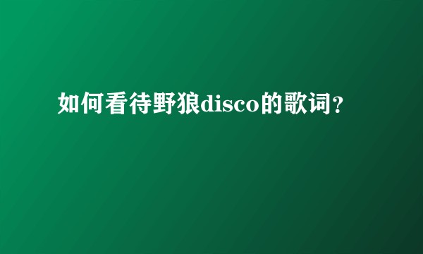 如何看待野狼disco的歌词？