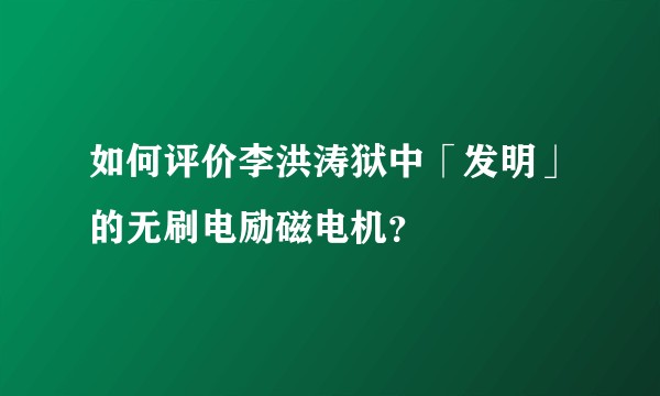 如何评价李洪涛狱中「发明」的无刷电励磁电机？