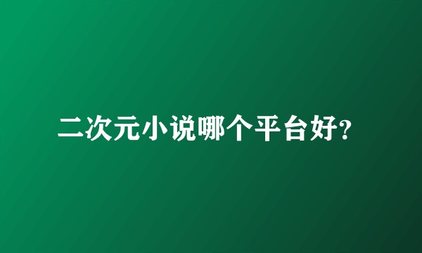 二次元小说哪个平台好?