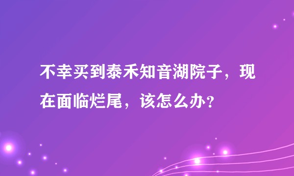 不幸买到泰禾知音湖院子,现在面临烂尾,该怎么办?