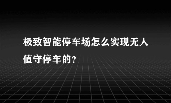 极致智能停车场怎么实现无人值守停车的？