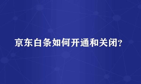京东白条如何开通和关闭？