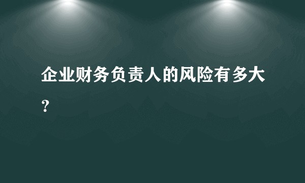 企业财务负责人的风险有多大？