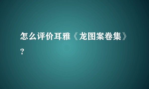 怎么评价耳雅《龙图案卷集》？